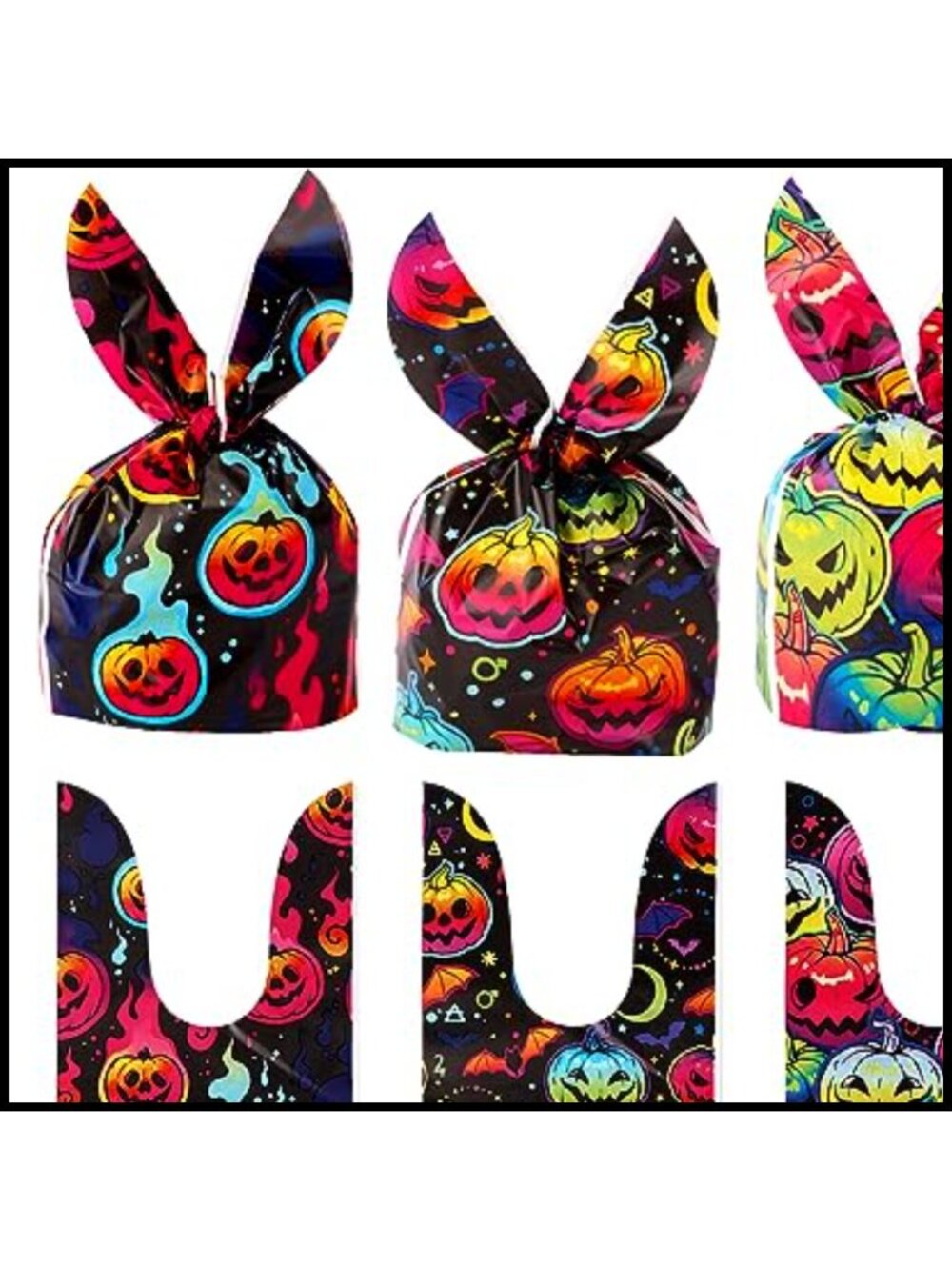 50pcs Halloween Candy Bags Rabbit Ear Trick or Treat Party Favor Bags